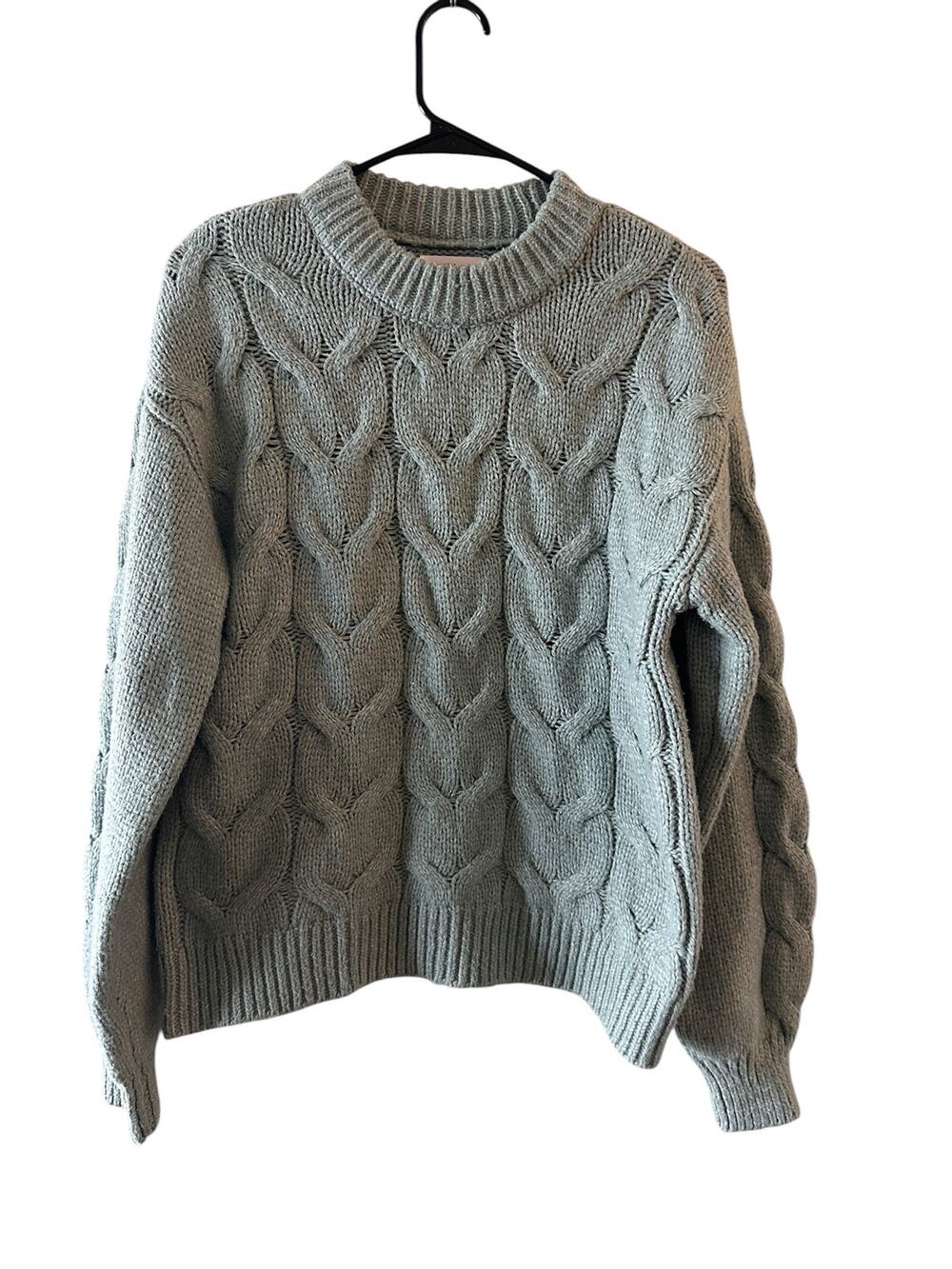 Lauren Conrad Green Long Sleeve Cable Knit Sweater Women Sz S